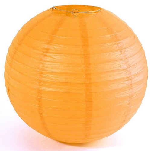 Подвесной бумажный фонарик оранжевый, D=30см
