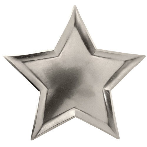 Тарелки фигурные Звезда серебро, 8 шт, 27см