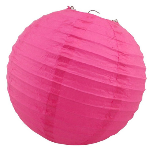 Подвесной бумажный фонарик розовый, D=20см
