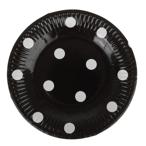 Тарелки черные в горошек, 6 шт, 18 см