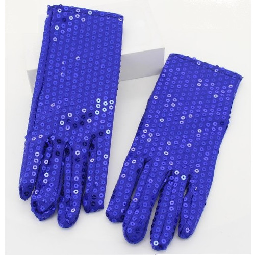 Перчатки взрослые с пайетками синие