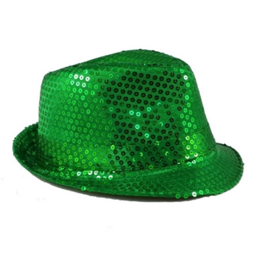 Шляпа зеленая с пайетками