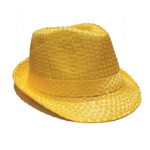 Шляпа желтая с пайетками