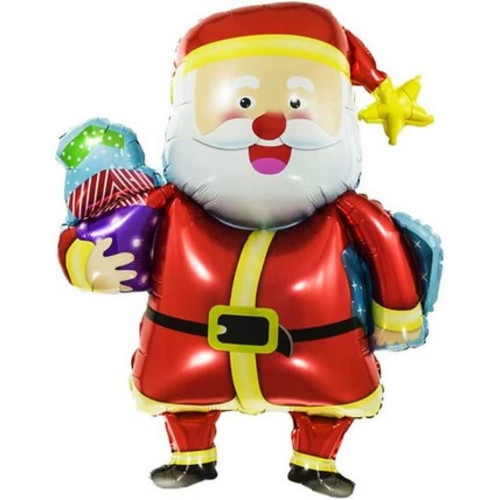 Фольгированный шар Веселый Дед Мороз с подарками 94 см