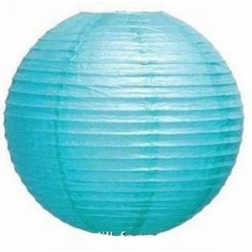 Подвесной бумажный фонарик голубой, D=50см