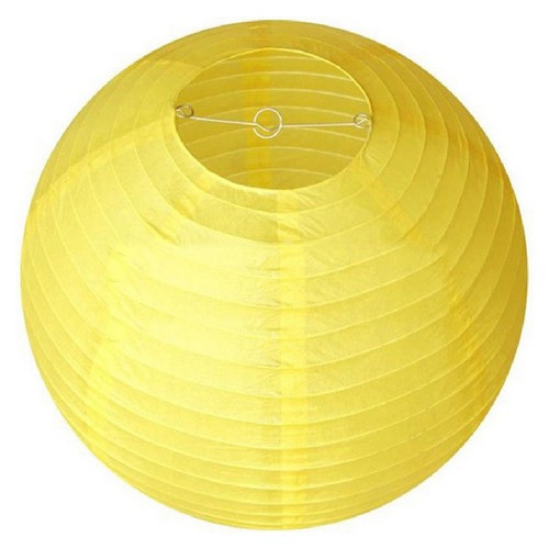 Подвесной бумажный фонарик желтый, D=50см