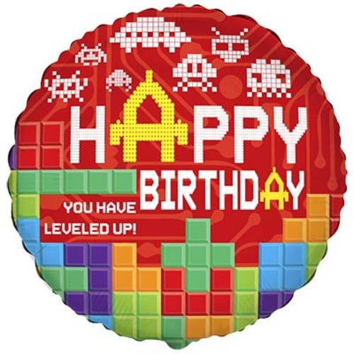 Фольгированный шар С Днем Рождения Пиксели, 46см