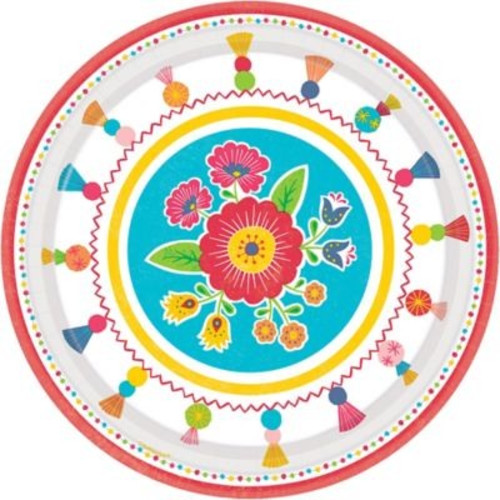 Тарелки мексиканские цветы, 8 шт, размер 28 см