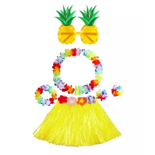 Гавайский набор Тики Тики (юбка, ожерелье, очки) желтый