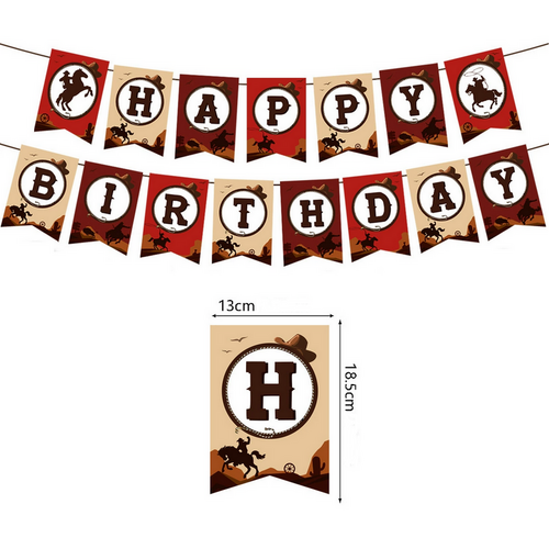 Гирлянда декор С Днем рождения Ковбои 220 см