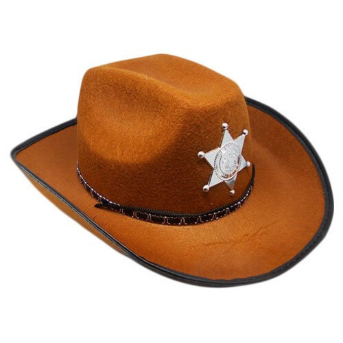 Ковбойская шляпа Шериф коричневая (Небольшой брак)
