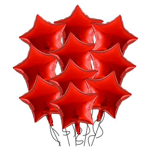Воздушные шары Звезды 10шт 46см красный