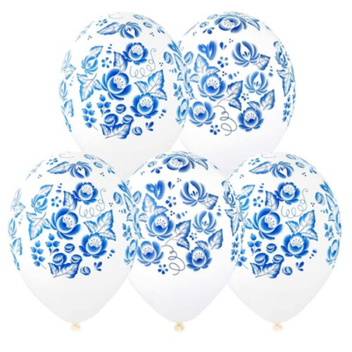 Воздушные шарики Узоры Гжель 10 шт