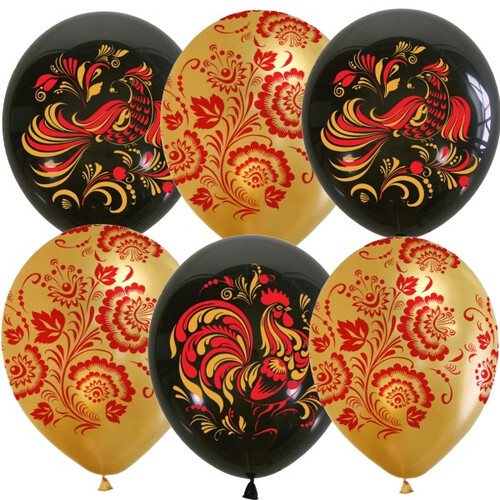 Воздушные шары Русском стиле Хохлома 10 шт