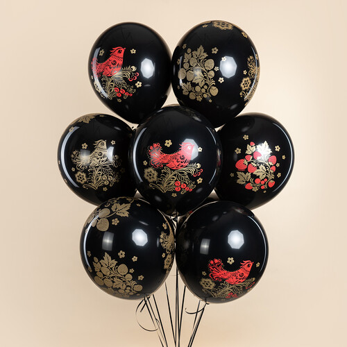 Воздушные шарики Хохлома Русский стиль 10 шт