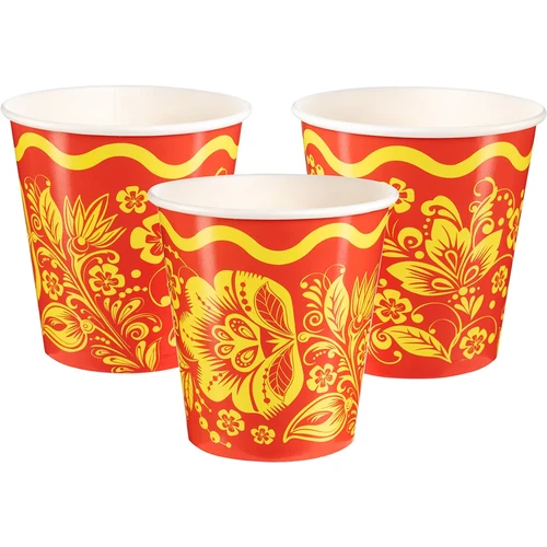 Стаканы Золотая роспись, Красный, 6 шт 250 мл