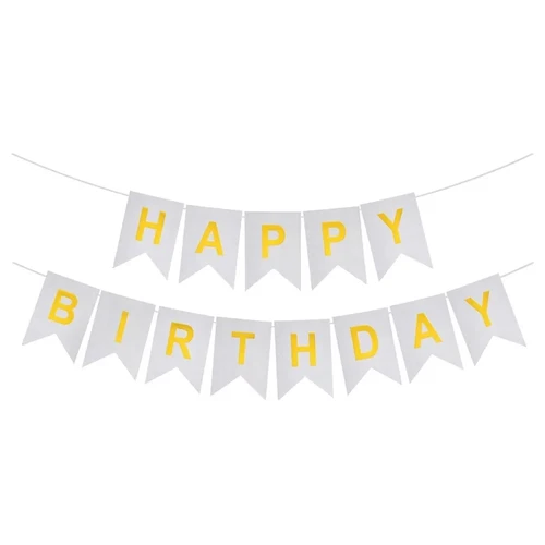 Гирлянда Флажки, Happy Birthday серебро 500 см, 16*12 см