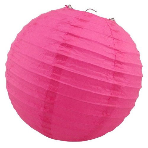 Подвесной бумажный фонарик розовый, D=30см