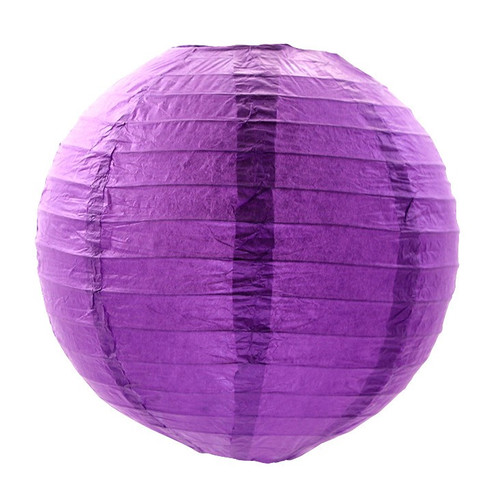 Подвесной бумажный фонарик фиолетовый, D=30см