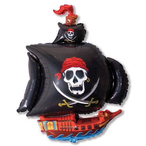 Воздушный шар фигура Корабль пиратский черный 38 см