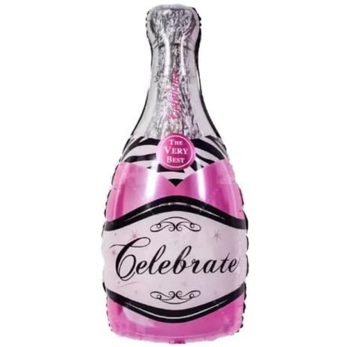 Фольгированный шар Бутылка шампанского, Розовый 94 см