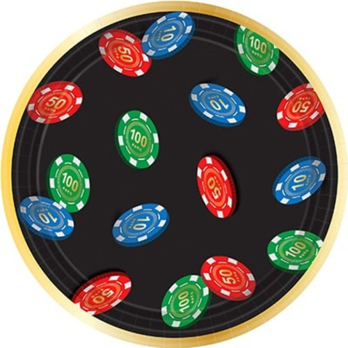 Тарелки Казино покерные фишки, 8 шт, 17 см