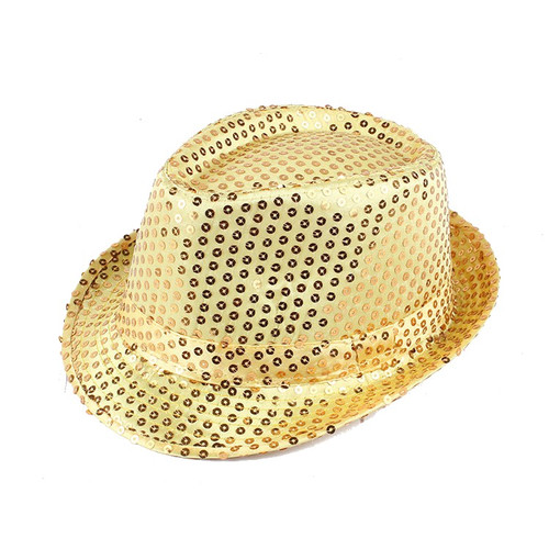Шляпа золотая с пайетками