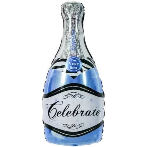 Фольгированный шар Бутылка шампанского, Голубой 94 см