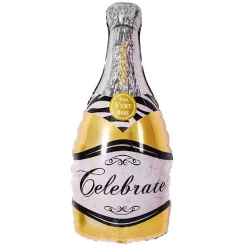 Фольгированный шар Бутылка шампанского, Золото 94 см