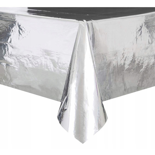 Скатерть фольгированная серебро, 140*270 см