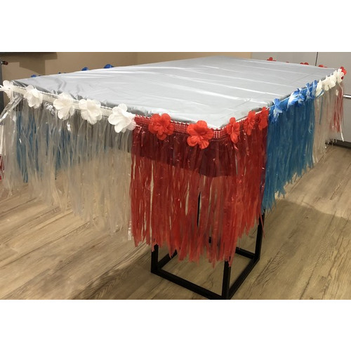 Юбка для стола Гавайи сине-бело-красная, 275см х 40см
