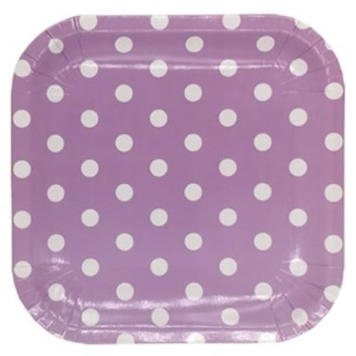 Тарелки квадратные в горошек фиолетовые 16см 6шт