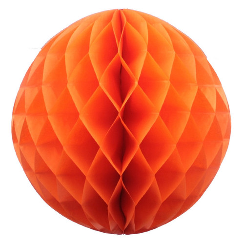 Бумажный шар соты оранжевый 15 см