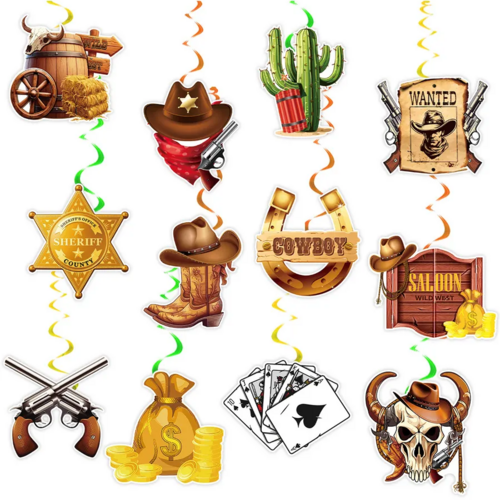 Декорация спирали Ковбойская вечеринка 12шт