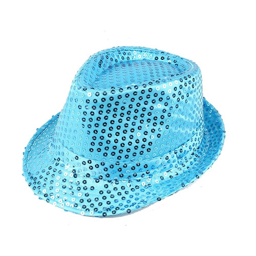 Шляпа клубная голубая с пайетками