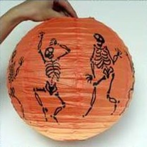 Подвесной фонарик Скелеты Хэллоуин, D=30см оранжевый