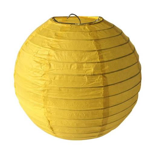 Подвесной бумажный фонарик ярко-желтый, D=15 см
