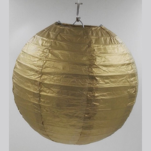 Подвесной бумажный фонарик золото, D=15 см