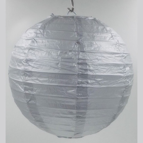 Подвесной бумажный фонарик серебро, D=15 см