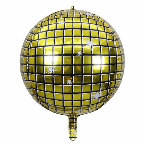 Фольгированный шарик Сфера 3D, Диско, золотой 61 см