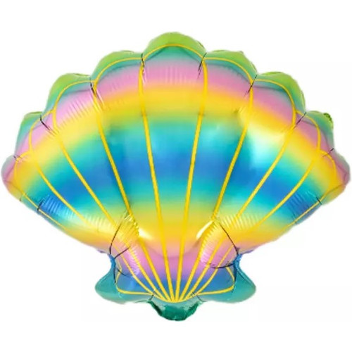 Воздушный фольгированный шар Морская ракушка, Радужный 43 см
