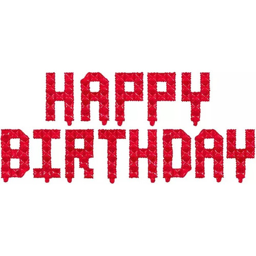 Набор шаров-букв Happy Birthday Пиксели, красный 41 см