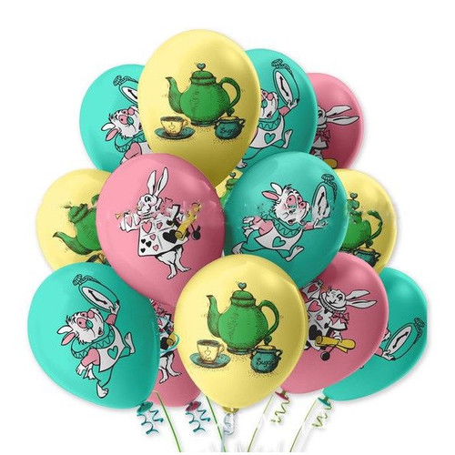 Набор воздушный шаров Алиса в стране Чудес кролик 10шт