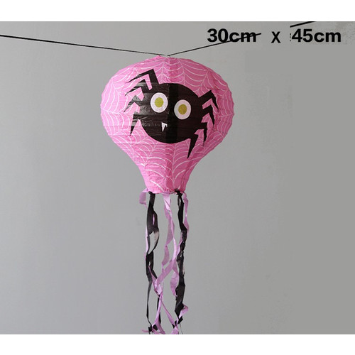 Подвесной фонарик Паук с лентами розовый 30х45см