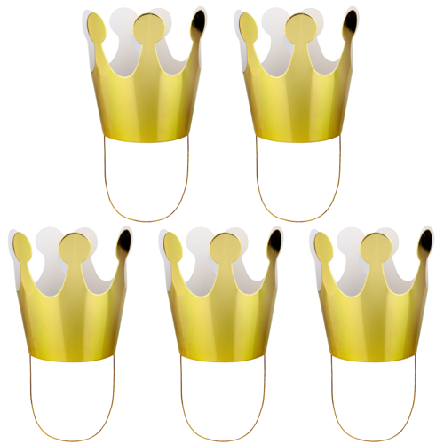 Карнавальный Корона бумажная Золото металлик 6,5*10 см 5 шт