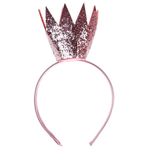 Карнавальная Ободок Корона Розовый, с блестками