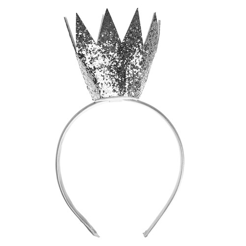 Карнавальная Ободок Корона серебро, с блестками