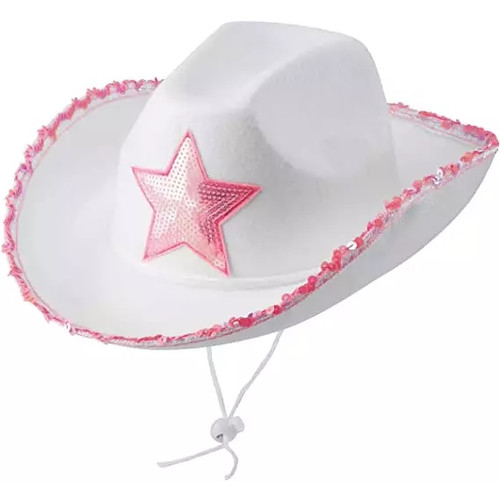 Шляпа Кантри Гламур с розовой звездой Белый