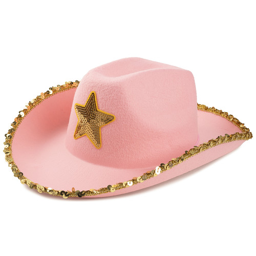 Шляпа Кантри Гламур с золотой звездой розовая