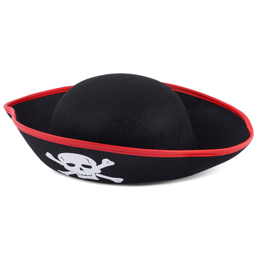 Карнавальная шляпа Веселый Пират детская Красно-черная